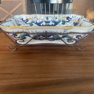 Temptations Ceramic Dish with Blue and Green Accents